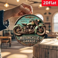 Plaque murale ronde en métal vintage pour garage moto, aspect vieilli et gaufré, décoration pour garage ou man cave