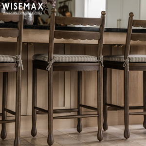 WISEMAX FURNITURE Chaise de <span class=keywords><strong>table</strong></span> de bar nordique simple <span class=keywords><strong>Tabouret</strong></span> de bar haut en bois de frêne avec coussin amovible pour îlot de <span class=keywords><strong>cuisine</strong></span> Restaurant - Product Image 2