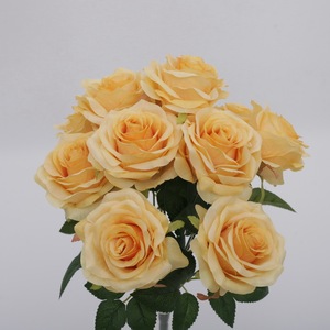 <span class=keywords><strong>Rosas</strong></span> artificiales de seda decorativas para decoración, ramo de <span class=keywords><strong>rosas</strong></span> artificiales <span class=keywords><strong>amarillas</strong></span>, venta al por mayor - Product Image 3