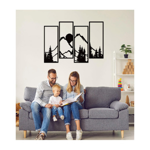 4 pièces d'art <span class=keywords><strong>mural</strong></span> en métal représentant un coucher de soleil, des montagnes et une forêt, décoration intérieure - Product Image 5