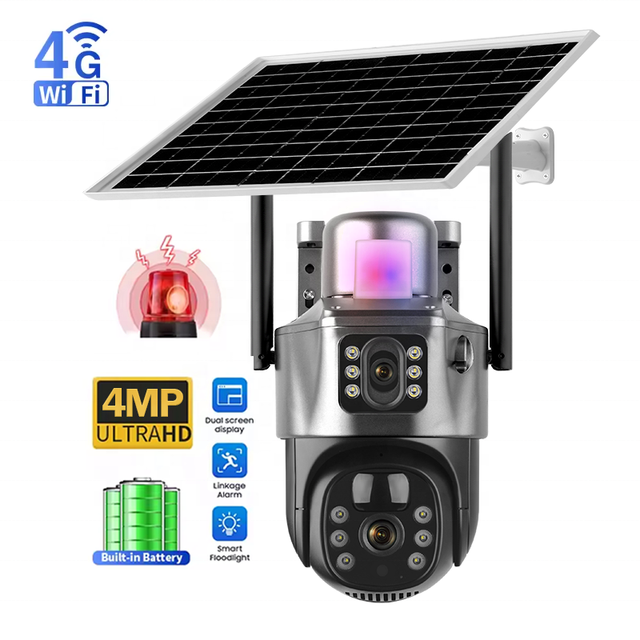 V380pro Wifi Dual Lens Floodlight Pir Solar Ptz Camera 24/7 Full Color Wireless Outdoor Security 4g Cctv Solar Camera