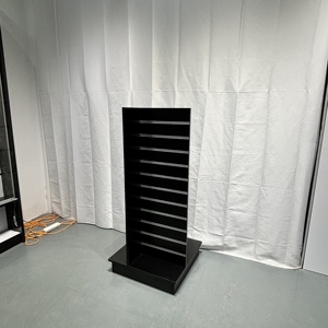 Wholesale MDF Rotatable Slatwall Cube Shopping Mall Tower Saltwall Display <b>Stand</b> Slatwall Cube Tower Display <b>Stand</b> Versatile <b>Pan</b> - Product Image 2