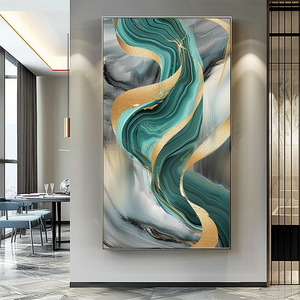 Design d'intérieur <span class=keywords><strong>Ruban</strong></span> coulant Photos Teal Gold Grandes peintures murales de luxe Impression d'art sur toile - Product Image 1