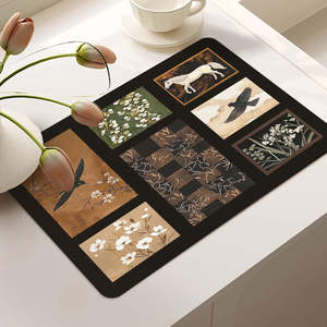 Tapete de Cocina Vintage con Diseño de Patchwork, 30x40cm 40x60cm, Antideslizante, Absorbente, para Fregadero, Rectangular, de Fibra de Poliéster - Product Image 3