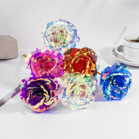 AYOYO Lumière LED Fête des Mères Cadeau PVC Acrylique Fleurs Boîte Fleur Artificielle 24K Feuille d'Or Rose