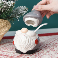 Ensemble de pots à condiments créatifs en céramique style Père Noël, inspiré de l'Instagram, style nordique, avec couvercles