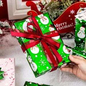 Green Christmas <b>Wrapping</b> <b>Paper</b> Snowman Design 17 Inch X 33 Feet Reversible Gift Wrap For Children Craft Use - Product Image 4