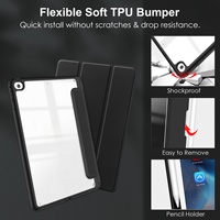 Kalemlik Tablet akrilik temizle geri yumuşak kenar kapak Ipad kılıfı 10.2 2021 2020 2019 9. 8th 7th Gen akıllı PU deri kılıf
