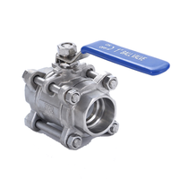 Robinet à bille manuel en acier inoxydable à filetage femelle, 3 pièces, matériaux SS304/SS316, OEM disponible