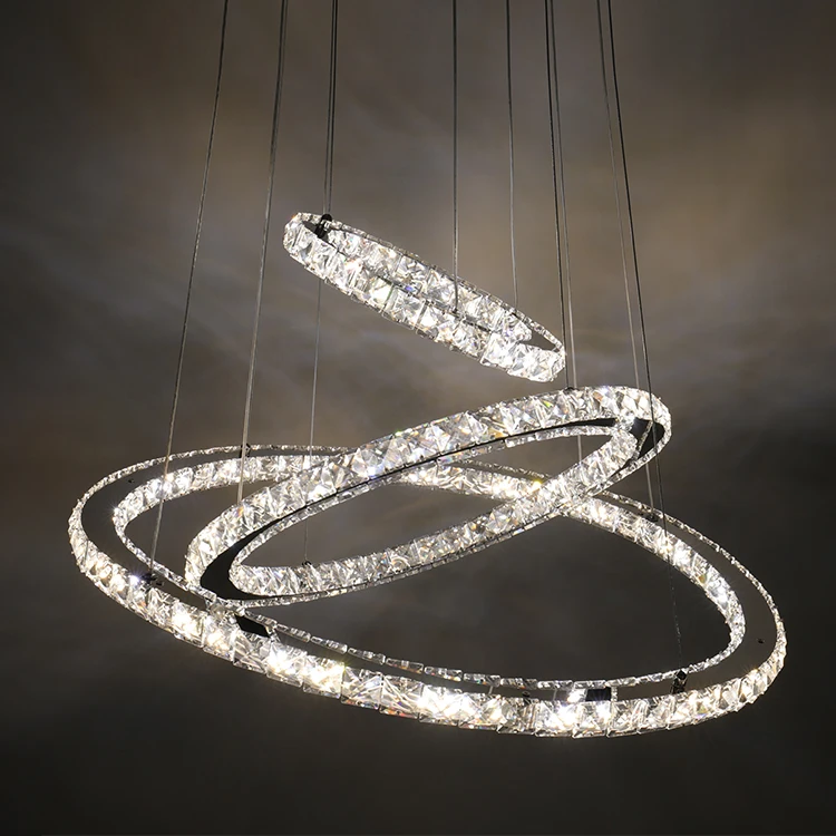 JYLIGHTING кольцевой светильник трех цветов, 20 дюймов, круглый современный светодиодный светильник с 3 кольцами, хрустальная люстра, подвесной светильник для дома