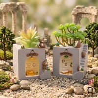 Pot de fleurs en résine 4 pouces, motif ours des bois et hérisson, pot à succulentes animalier de dessin animé mignon, décoration adorable pour la maison, la chambre et le bureau, cadeau naturel