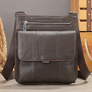 Sacs à bandoulière Vintage en cuir véritable pour hommes, sacoches décontractées à épaule bon marché de styliste, sac à épaule de bonne qualité