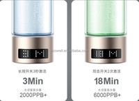 Générateur d'eau hydrogénée portable 9000 PPb, bouteille de 260 ml en verre avec source d'alimentation USB/batterie pour usage domestique