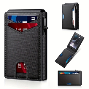 Portafoglio Magnetico Bifold Sottile in <span class=keywords><strong>Pelle</strong></span> Premium da <span class=keywords><strong>Uomo</strong></span> con Blocco RFID, Porta Carte di Credito Pop-up con Tasca Frontale, Regalo Aziendale - Product Image 3