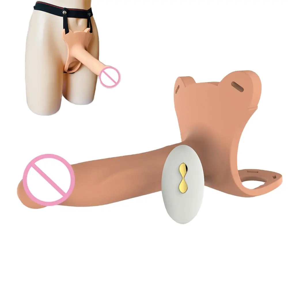 Hollow Strap On Harness Dildo Vibrator Panties for Man Sex Bondage Dildo Penis Sleeve Adult Sex 10 Speed Vibrating Vibrator