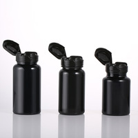 Pilulier en plastique PET personnalisé de 80ml 150ml 200ml contenant de supplément de capsule noire pour l'utilisation de stockage de comprimés de soins de santé
