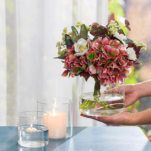 נרות צפים אגרטל זכוכית שקופה הוריקן גליל אגרטלי פרחים לעיצוב הבית חתונה ידידותית לסביבה - Product Image 6