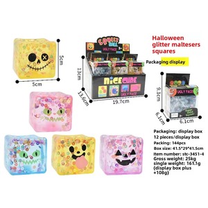 Maltose-shaped Water Cube Squishy Slow-Rebound Stress-Relief Toy Halloween Glitter Thermoplastic <b>Rubber</b> Maltose Candy Toy - Product Image 6