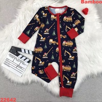 Pijama de bambú con cremallera para bebé, mono de manga larga con estampado navideño para recién nacido, pelele personalizado para dormir