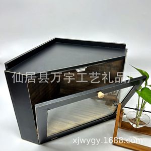 Wan Yu Wooden Bread <b>Box</b> 45x28x31cm With Glass Lid Multipurpose Kitchen <b>Storage</b> For Food Snacks - Product Image 2