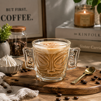 Mug à jus en verre borosilicate de 8 oz, design personnalisé créatif, tasse à café glacé transparente avec motif visage, vaisselle pour café, maison, cadeau