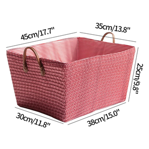 Keranjang Penyimpanan Anyaman Persegi Panjang dengan Pegangan, Keranjang Rotan Lipat untuk Mainan, Selimut, Desain Hemat Ruang - Product Image 3