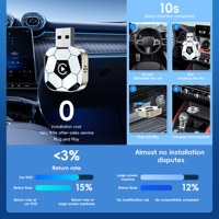 Adaptador 2 en 1 Plug and Play, Adaptador Inalámbrico USB para Carplay con Logotipo de Fútbol