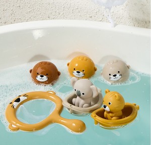 Jouets de <span class=keywords><strong>bain</strong></span> pour enfants : Ensemble de glissades aquatiques animales, filet de pêche, jouets flottants pour jeux aquatiques - Product Image 3
