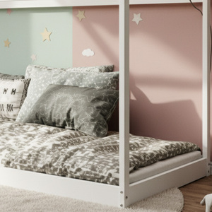 Cama Infantil <span class=keywords><strong>de</strong></span> Madera con Forma <span class=keywords><strong>de</strong></span> <span class=keywords><strong>Casa</strong></span>, Muebles para Dormitorio Infantil, Cama Individual para Niños Pequeños con Toldo - Product Image 6