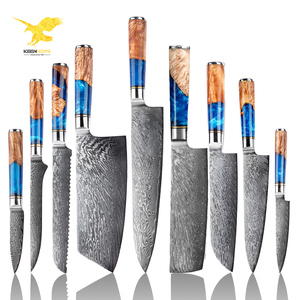 Bộ dao đầu bếp KEENHOPE 9 món, thép Nhật 67 lớp VG10 10Cr15MoV Damascus, cán gỗ composite nhựa và gỗ vân phong, màu xanh dương - Product Image 1