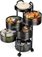 Nouveau produit chariot à roulettes multifonctionnel en métal rotation à 360 degrés cuisine support de stockage de condiments chariot à fruits et légumes