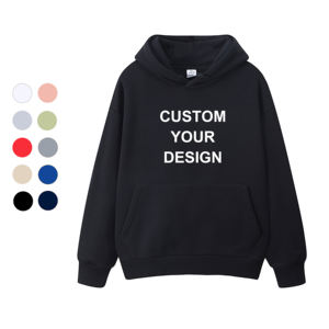 High Quality Stringless Pullover Anti-shrink <b>Thick</b> <b>Fleece</b> Oversize Loose Solid Color Cropped Hoodie Plus Size Men's Hoodies - Product Image 4