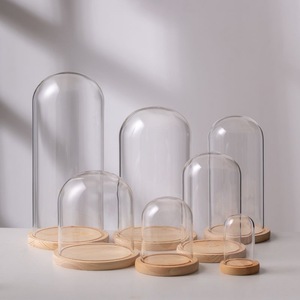 Пылезащитный стеклянный круглый стеклянный купол с пробковой основой пылезащитный прозрачный стеклянный чехол для бессмертных цветов - Product Image 4