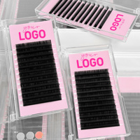 Fournitures de cils de haute qualité : Extensions de cils en cachemire, cils individuels en soie sur plateau avec marque privée, faits à la main, 7-25mm