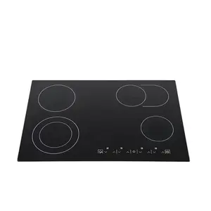 CE Certificate Kitchen Appliances Electric Hob Glass Panel Ceramic Made In China 4 Burners Black Household Kitchen Products 220