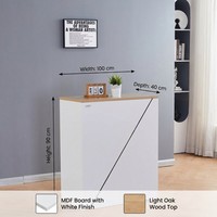 Bureau de réception compact en bois moderne et peu encombrant avec tiroir verrouillable, petite taille pour hôpitaux et supermarchés