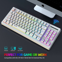 Clavier de jeu sans fil 87 touches rechargeable 2.4G USB rétroéclairé RGB pour ordinateur portable, ordinateur de bureau, maison, bureau, joueur