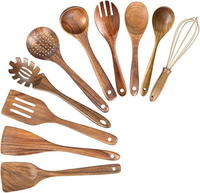 Ensemble d'ustensiles de cuisine en teck de qualité supérieure, outils de cuisine non toxiques, un cadeau de bienvenue idéal pour les cuisiniers à domicile