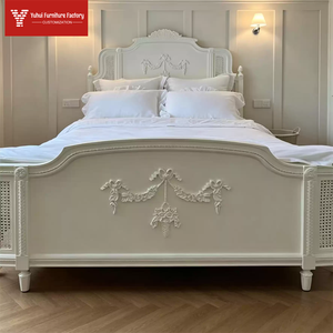 <span class=keywords><strong>Lit</strong></span> <span class=keywords><strong>double</strong></span> <span class=keywords><strong>en</strong></span> bois massif sculpté de style rétro français, pour chambre principale de villa, style campagnard américain, couleur crème, avec éléments <span class=keywords><strong>en</strong></span> <span class=keywords><strong>rotin</strong></span>, <span class=keywords><strong>lit</strong></span> de princesse - Product Image 3