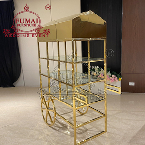 Carrito de dulces metálico dorado FUMAI FURNITURE con ruedas para eventos de boda, decoración de lujo - Product Image 5