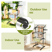 Séchoir à linge pliable à 3 niveaux, 3 vitesses, pour rangement et organisation domestique, accessoires vestimentaires