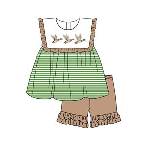 GSSO3429 CUSTOM Conjunto de Ropa para Niña Pequeña con Estampado de Barco Rojo, Venta al por Mayor, Manga Corta - Product Image 4