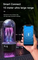 Lampe créative 3-en-1 Méduse Colorée avec Horloge, Lumière Stéréo Respirante Lumineuse Portable et Haut-parleur Intelligent Décoratif