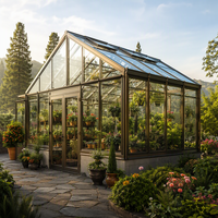 Véranda sur mesure en aluminium bronze champagne avec structure en verre, serre préfabriquée, jardin d'hiver avec verre trempé pour villa