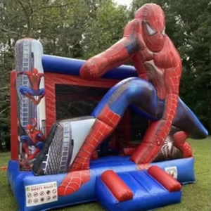 Kastil Luncur Kombinasi Spiderman & <span class=keywords><strong>Superman</strong></span> Tiup Komersial, Ukuran 5x4m, Bahan PVC untuk Pesta Anak, Harga Promo - Product Image 1