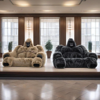 Canapé Gorille Moderne en Tissu Peluche, Sièges Nouveauté, Canapé Créatif de Luxe en Fourrure pour Hall d'Hôtel, Salon, Hôpital, Grand Canapé