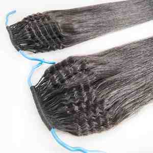 Nueva tendencia coreana, extensiones de cabello sin punta, cabello <span class=keywords><strong>ondulado</strong></span> rizado virgen con cutícula alineada - Product Image 2