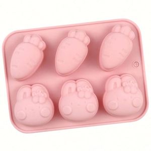 Moule en silicone personnalisé avec logo, 6 formes lapin et radis, pour bougies, savons, gâteaux, poudings, résine, sans BPA, OEM/ODM - Product Image 3