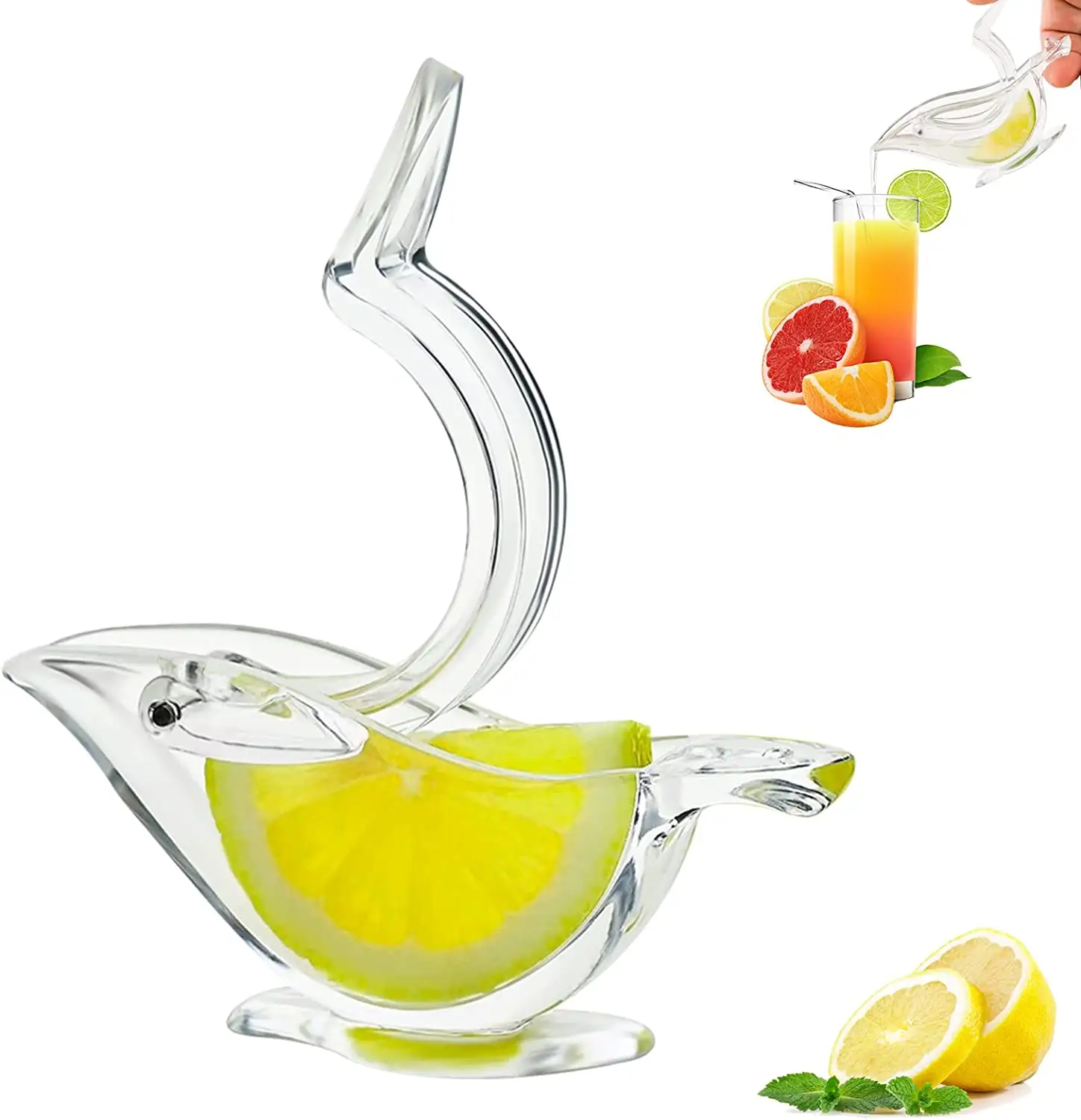 Pemeras Lemon Manual Akrilik, Juicer Buah Transparan Portabel, Juicer Tangan untuk Gadget Bar Buah Delima Lemon Jeruk Nipis
