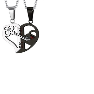 Collier Cœur Assorti pour Couples <span class=keywords><strong>520</strong></span> <span class=keywords><strong>1314</strong></span> Pendentif Gravé en Acier Inoxydable Bijoux Saint-Valentin pour Amoureux - Product Image 6